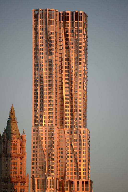 13B New York Financial District Woolworth Building, New York by Gehry At Sunrise From Brooklyn Heights